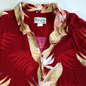 Men's Hawaiian Shirt Bishop St. Red, Rayon MADE IN HAWAII USA - 3XL